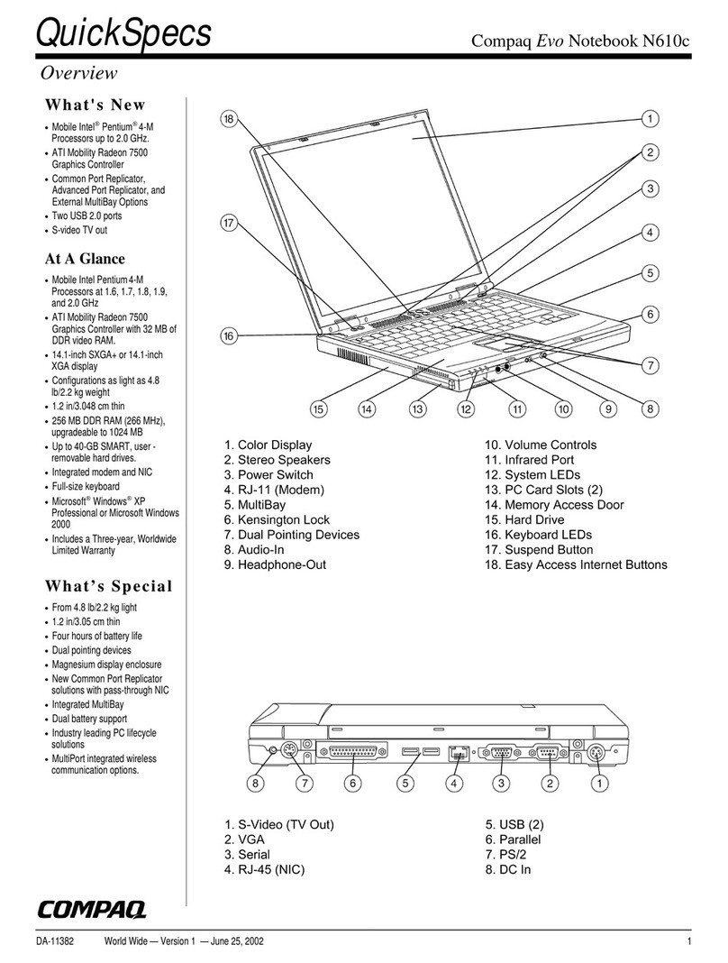 Compaq Evo Notebook N610c Series User instructions