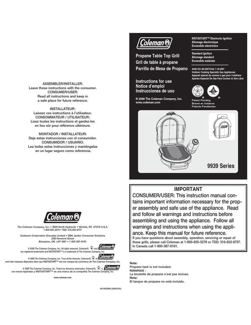 Coleman 9939 Series Instructions for use Coleman 9939 Series Instructions for use