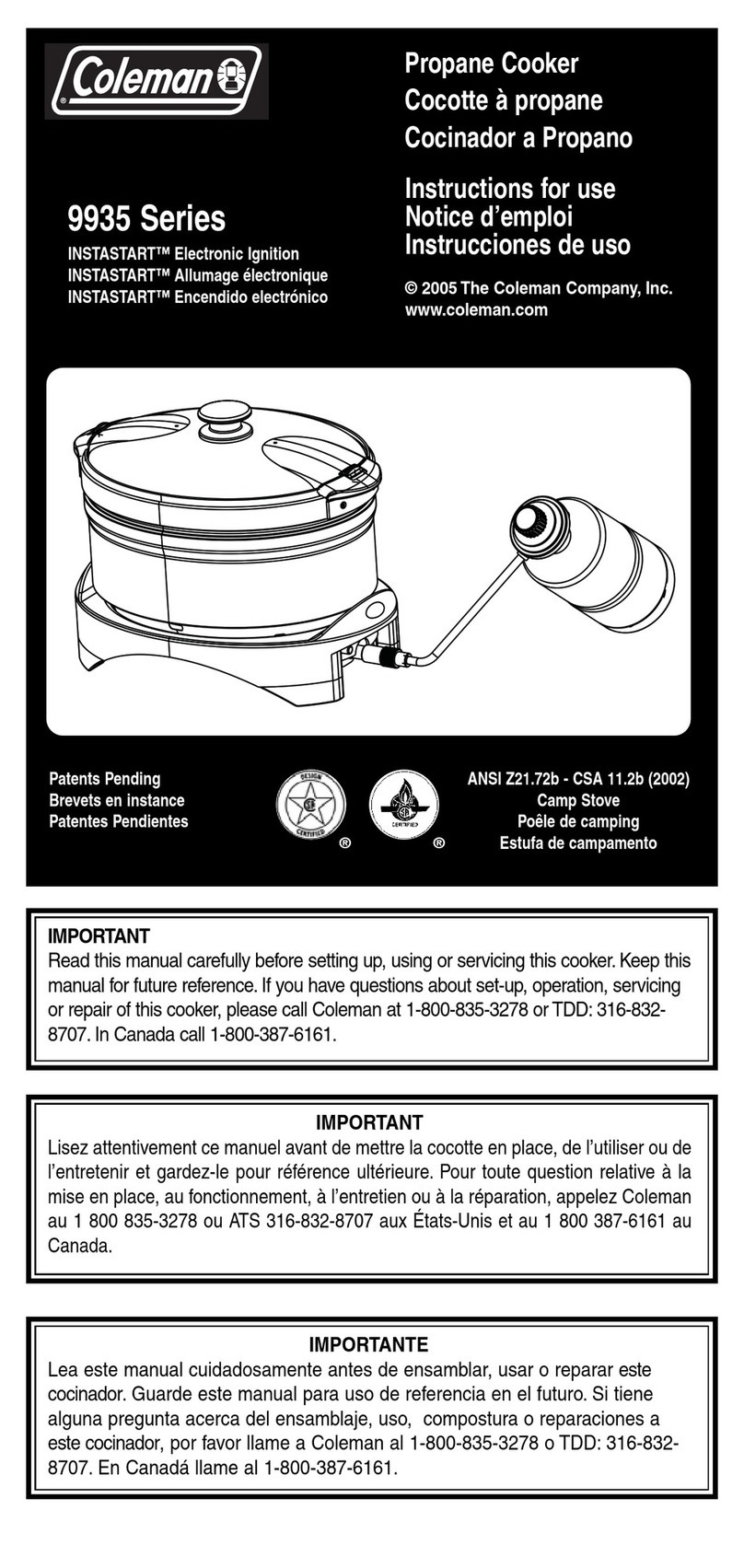 Coleman 9935 series User manual