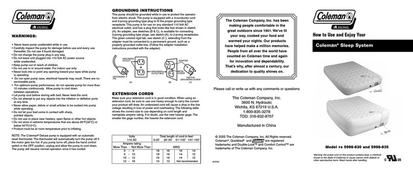 Coleman 5998-830 User manual