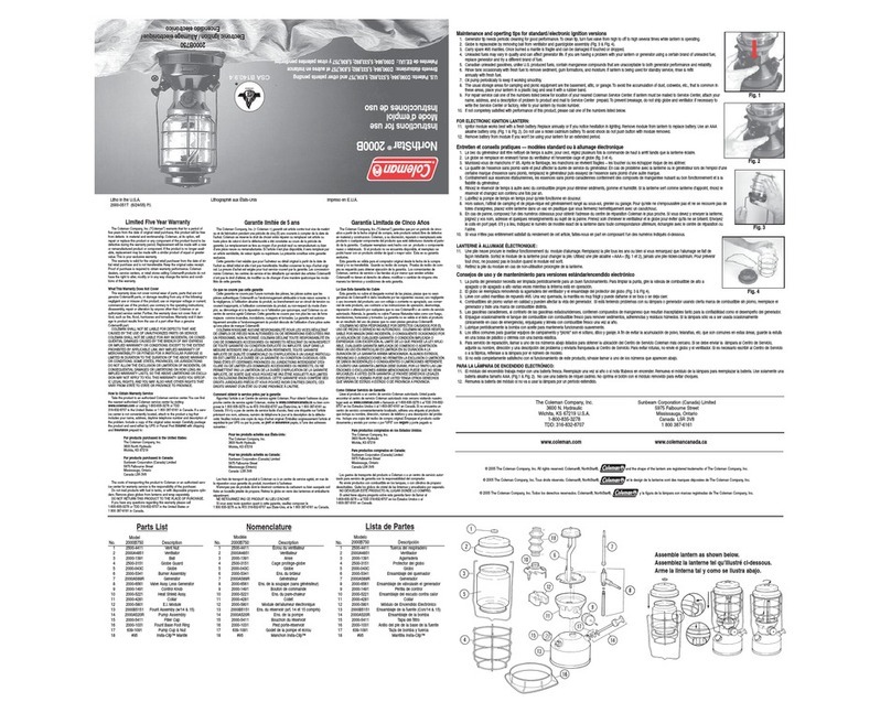 Coleman ELECTRONICIGNITION LAMP 2000-051T Instructions for use