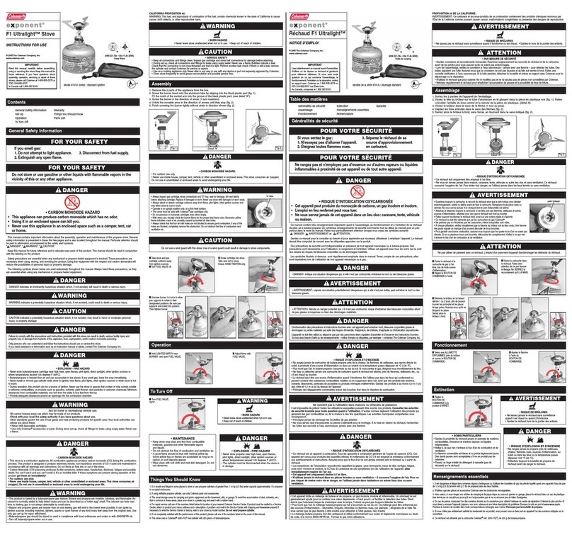 Coleman Exponent F1 Ultralight 9741A Series User manual