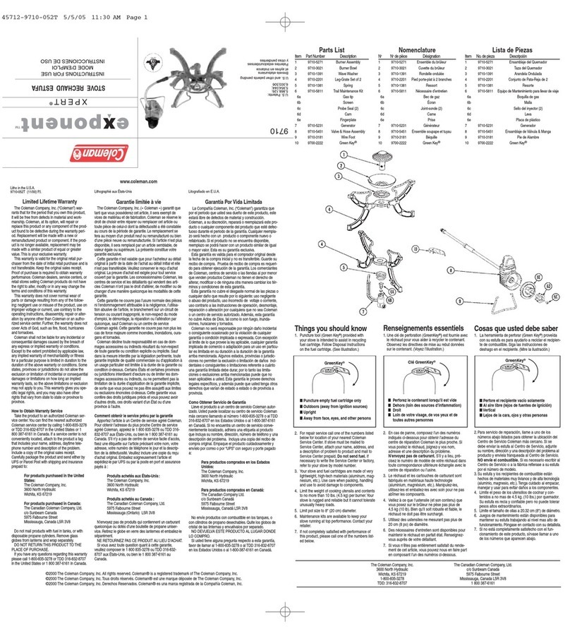 Coleman 9710 User manual