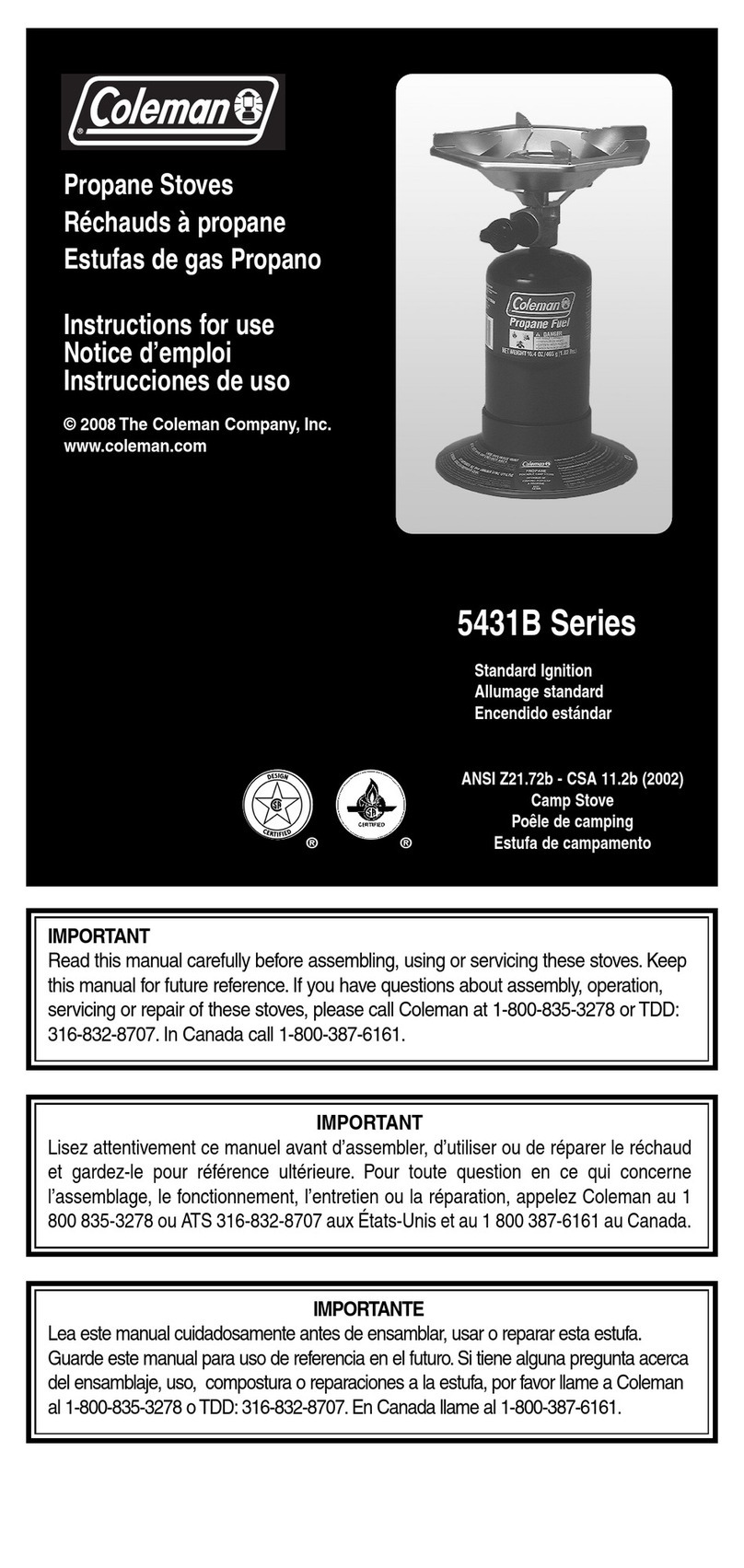 Coleman 5431B Series User manual