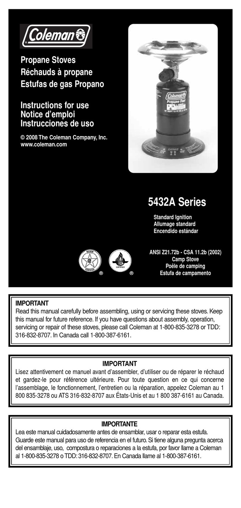 Coleman 5432A Series User manual