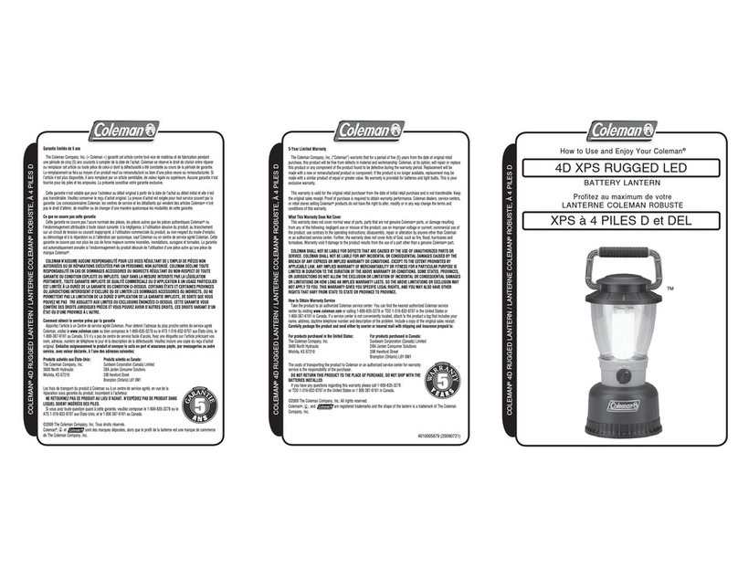 Coleman 4D XPS Operating instructions