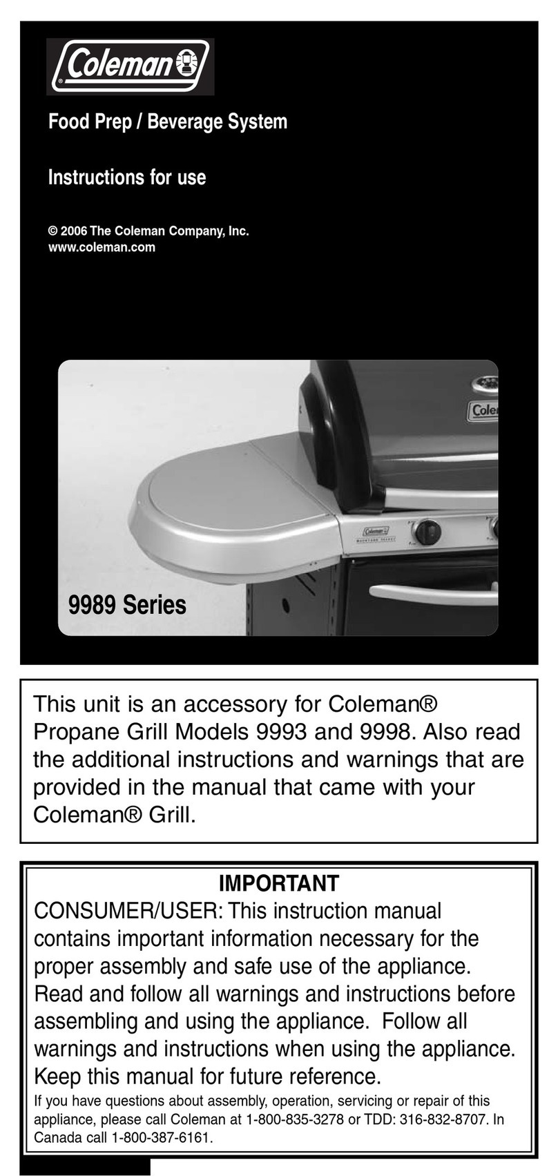 Coleman 9989 Series User manual