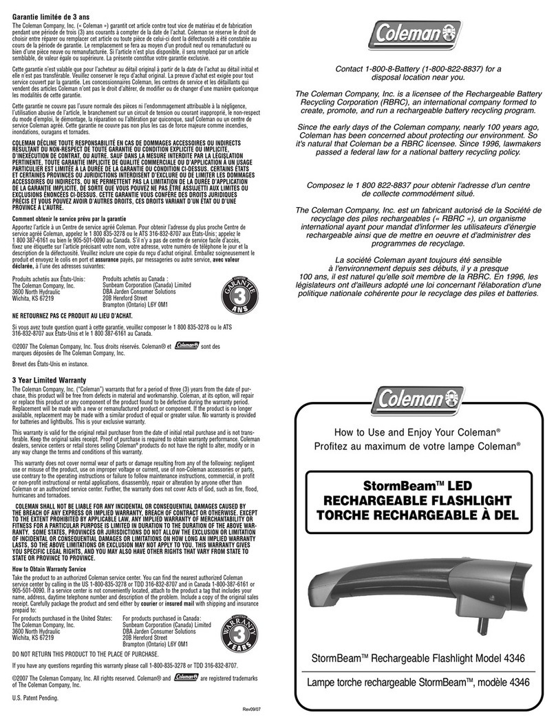 Coleman StormBeam 4346 Operating instructions