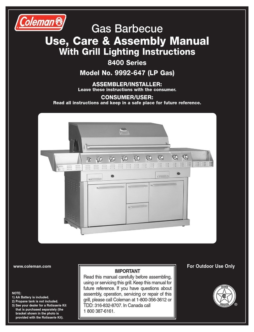 Coleman 9992-647 Use, care & assembly manual Coleman 9992-647 Use, care & assembly manual