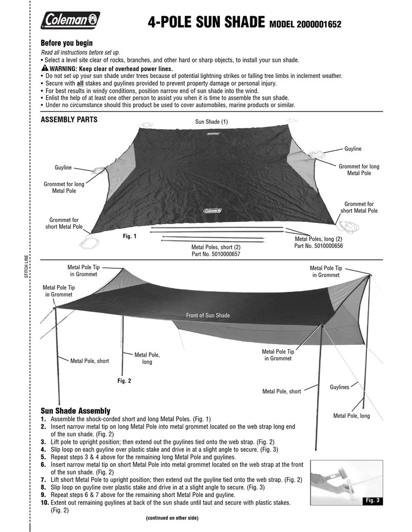 Coleman STITCHLINE 4-POLE SUN SHADE 2000001652 User manual Coleman STITCHLINE 4-POLE SUN SHADE 2000001652 User manual