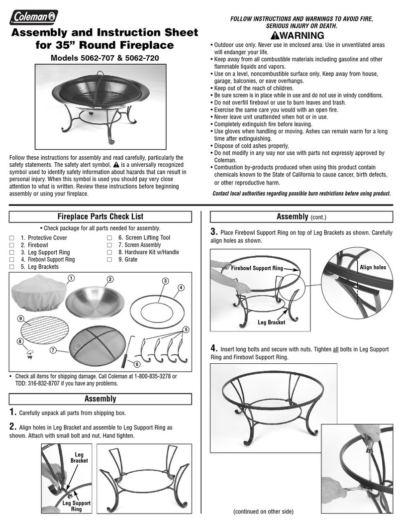 Coleman 5062-707 Assembly and instruction sheet Coleman 5062-707 Assembly and instruction sheet
