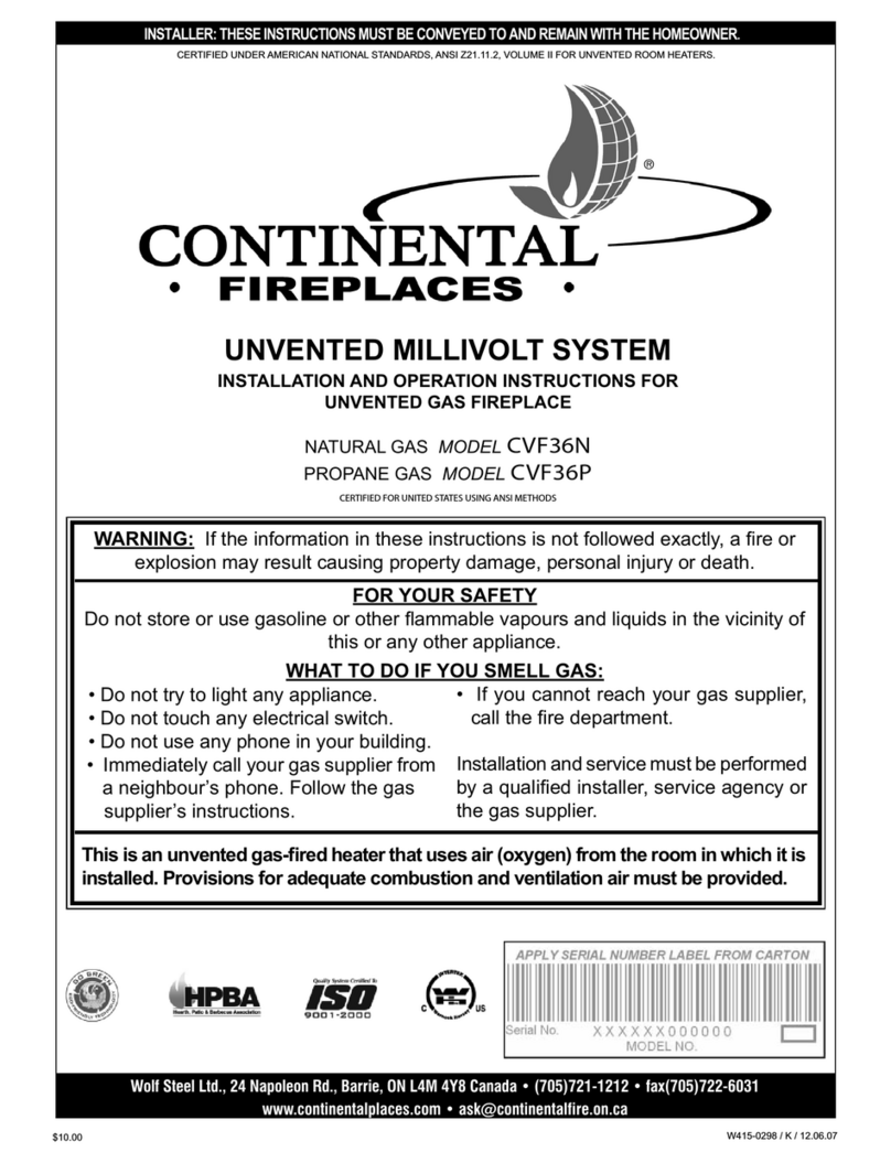 Continental Fireplaces CVF36N Installation and operation instructions