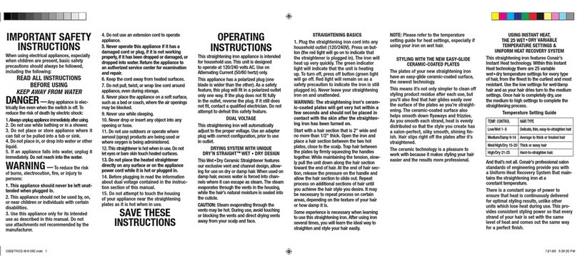 Conair Dry'N Straight CS26TRCS User guide