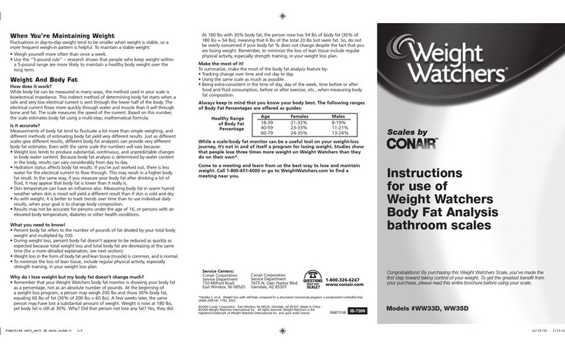 Conair Weight Watchers WW33D User manual