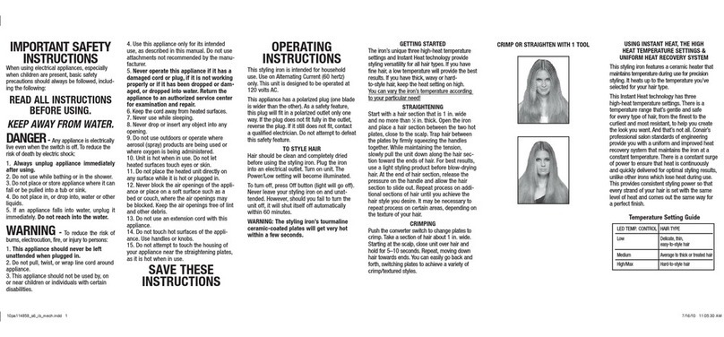 Conair Infinity S6 User guide