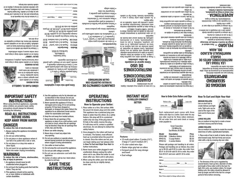 Conair RPHS10J Instruction and styling guide