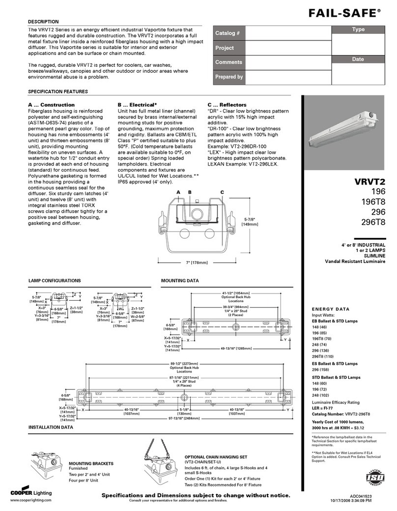 Cooper Lighting 296 User manual