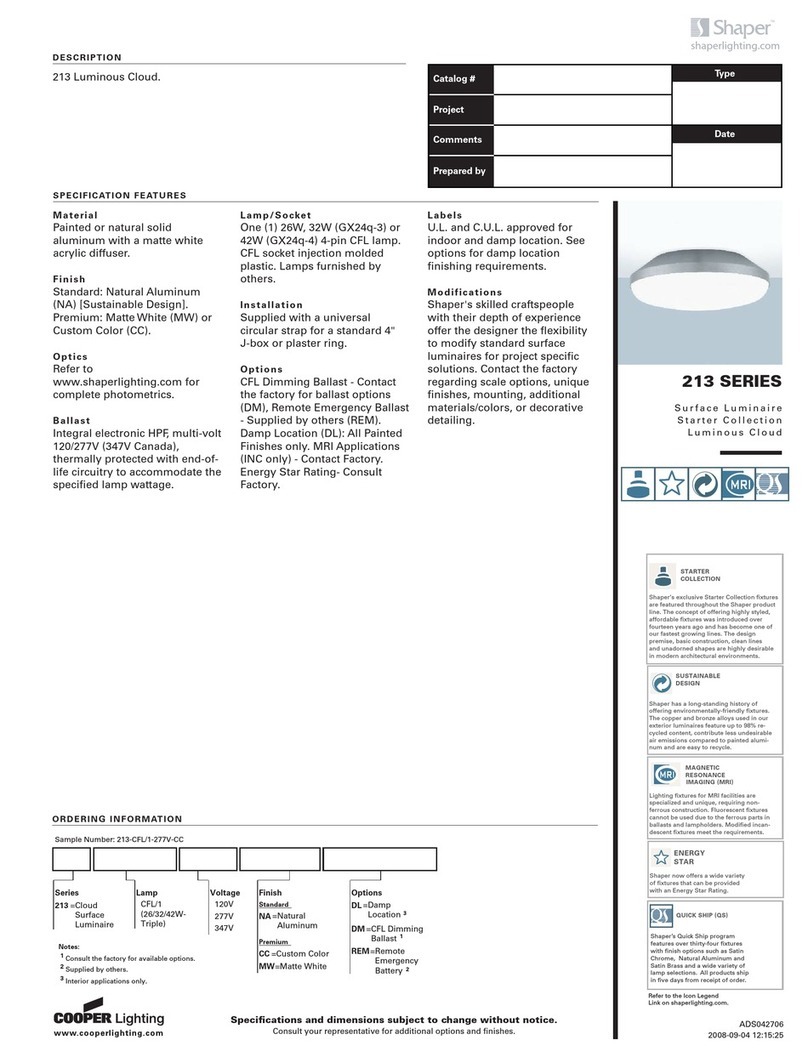 Cooper Lighting 213 Specification sheet Cooper Lighting 213 Specification sheet