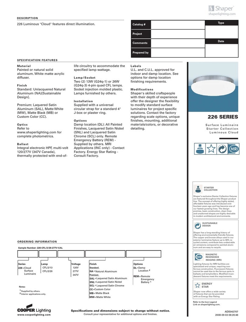 Cooper Lighting 226 Series User manual Cooper Lighting 226 Series User manual