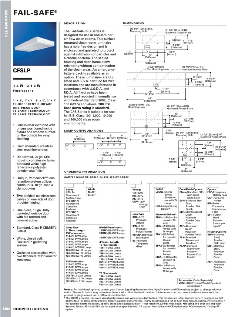 Cooper Lighting 1484 User manual