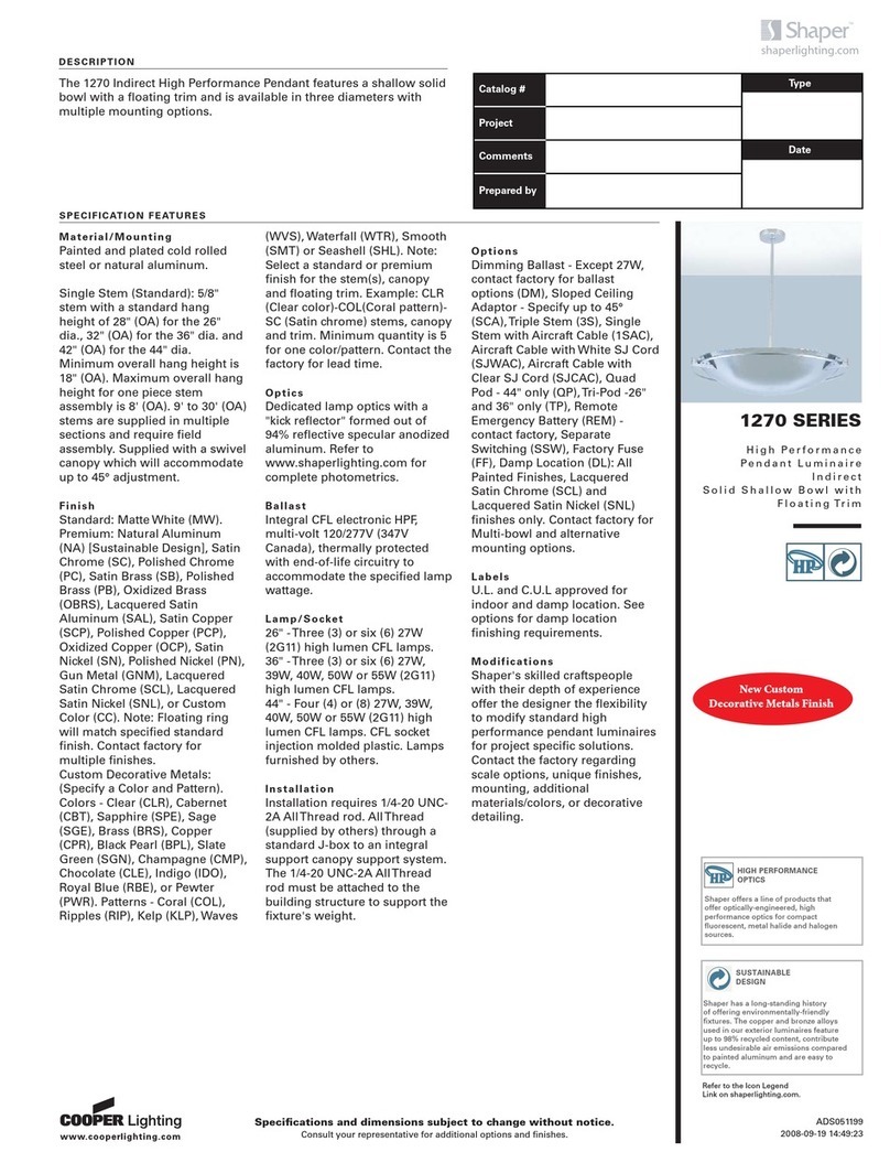 Cooper Lighting 1270 Series User manual Cooper Lighting 1270 Series User manual