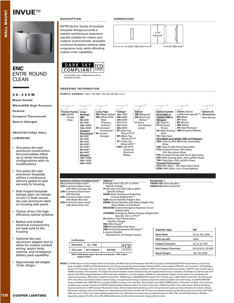 Cooper Lighting Power Failure Emergecny Light ENC User manual