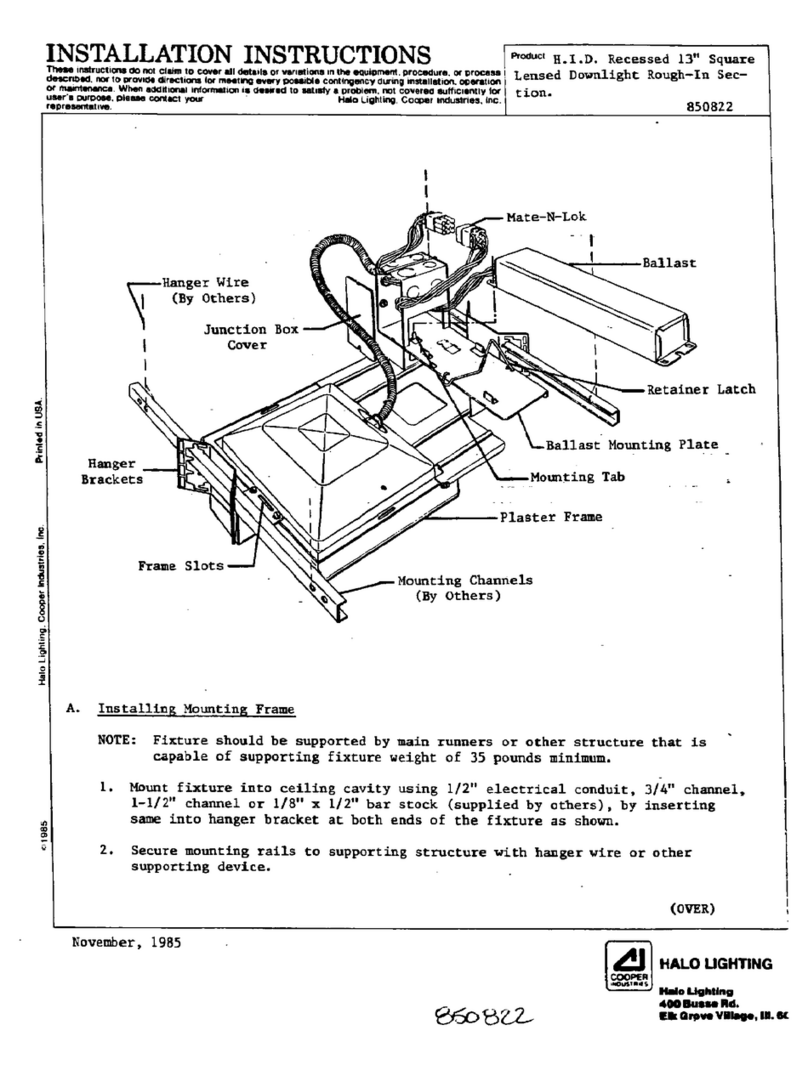 Cooper Lighting 850822 User manual Cooper Lighting 850822 User manual