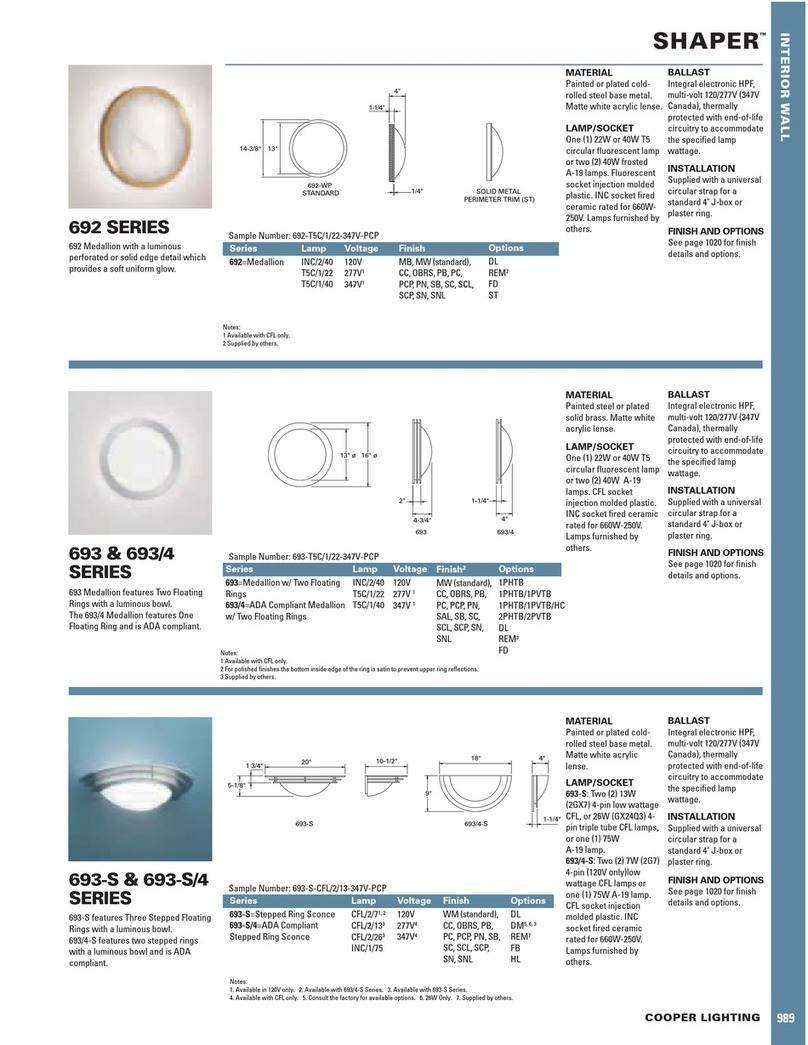 Cooper Lighting Shaper 693-S/4 Series User manual