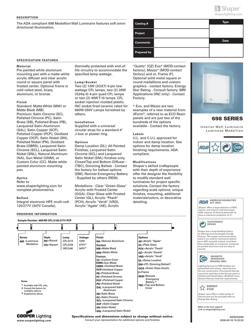 Cooper Lighting 698 Series User manual