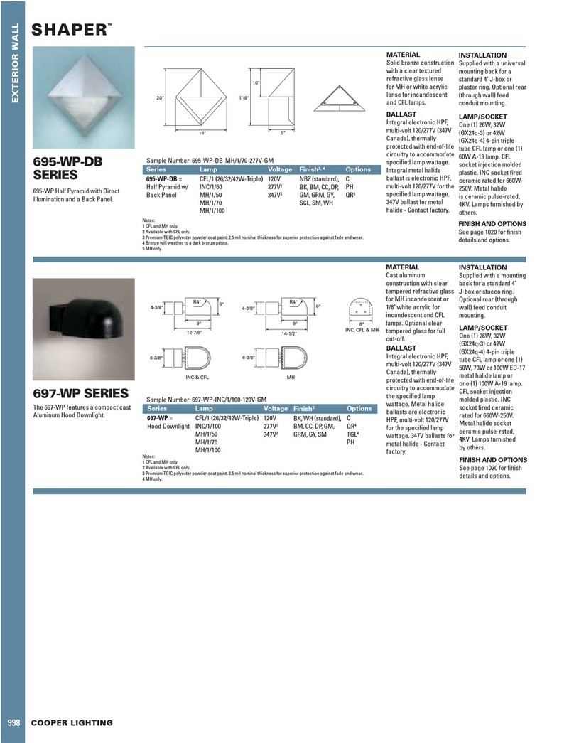 Cooper Lighting Shaper 695-WP-DB Series Specification sheet Cooper Lighting Shaper 695-WP-DB Series Specification sheet
