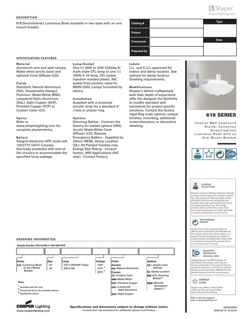 Cooper Lighting 618 Series User manual Cooper Lighting 618 Series User manual