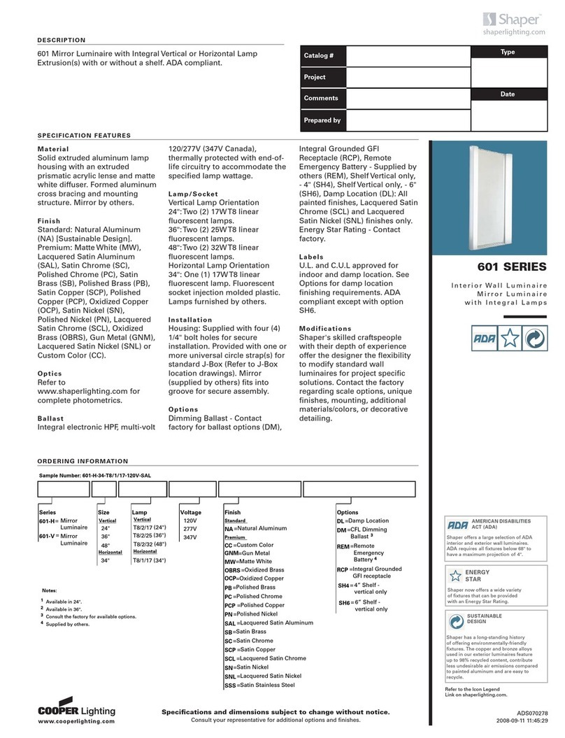 Cooper Lighting 601 SERIES User manual