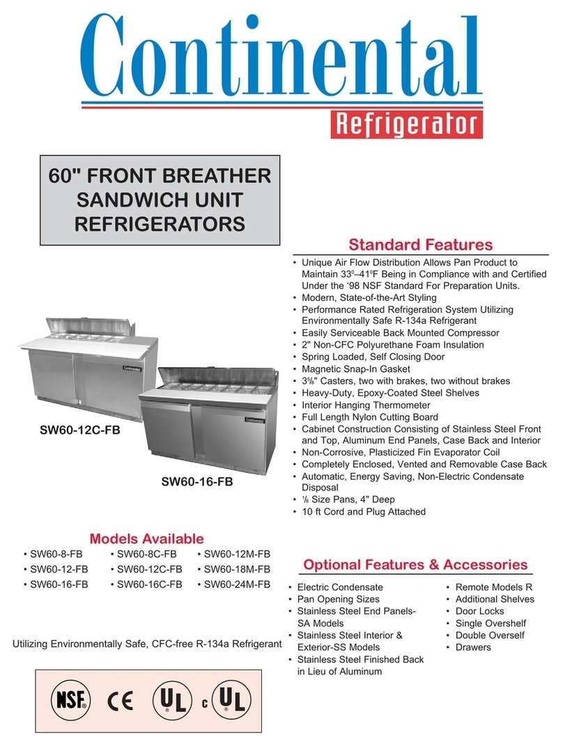 Continental Refrigerator SW60-12-FB Specification sheet