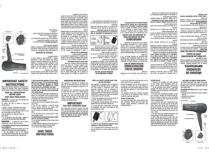 Conair 232 User guide