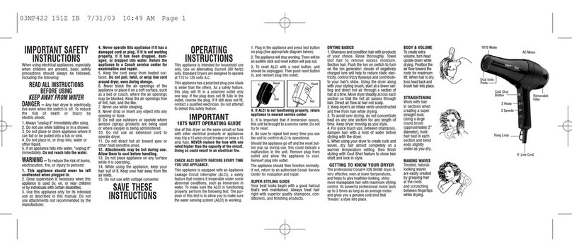 Conair 151Z Series User guide
