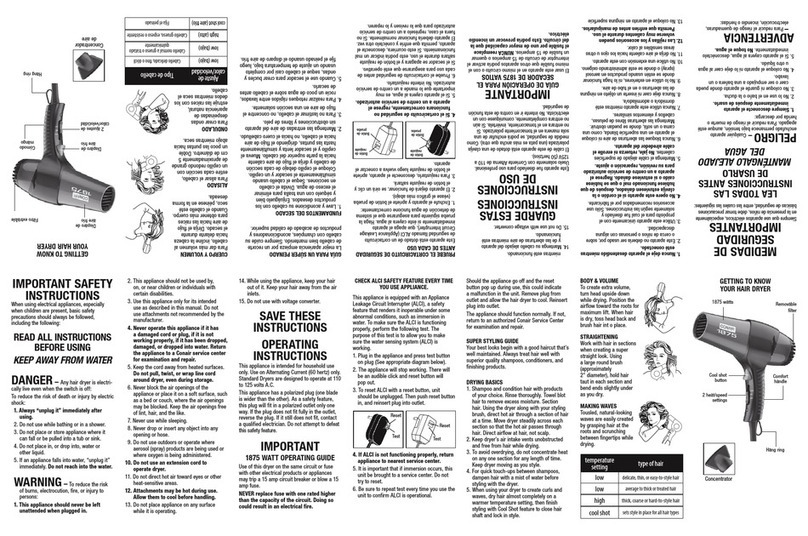 Conair Turbo styler 070B User manual
