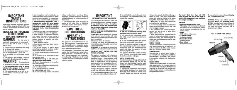 Conair quiet tone 060QR User guide Conair quiet tone 060QR User guide