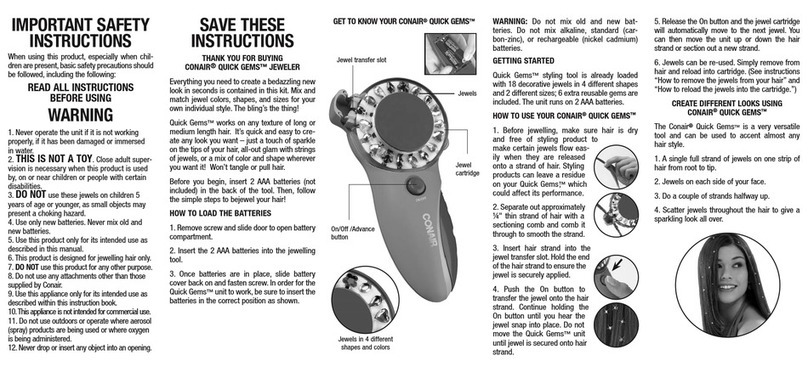 Conair Quick Gems Jeweler HJ3BC User manual