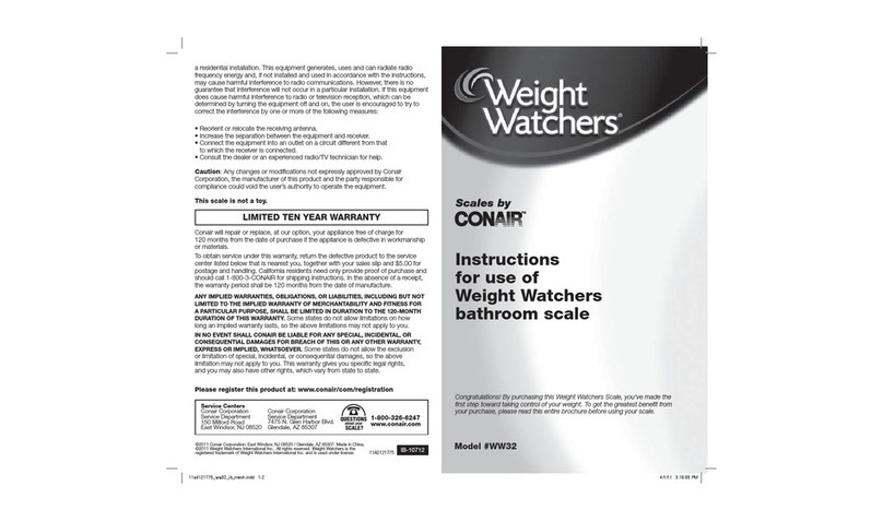 Conair Weight Watchers WW32 User manual