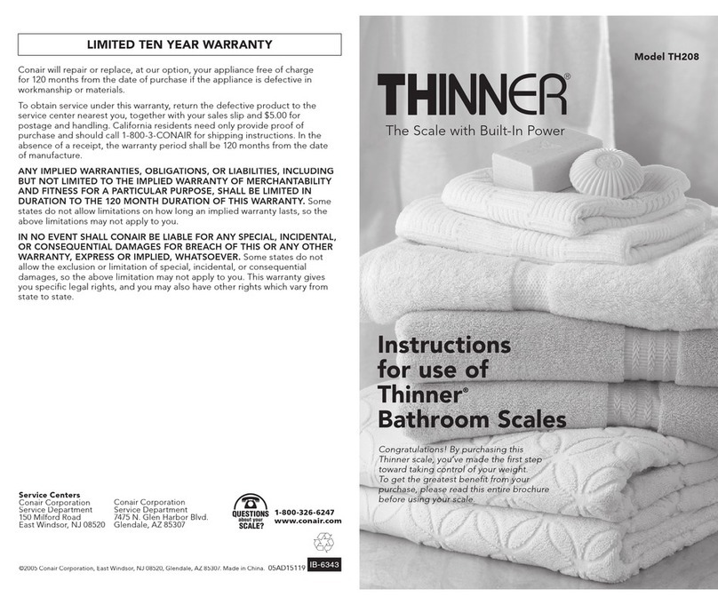 Conair Thinner TH208 User manual Conair Thinner TH208 User manual