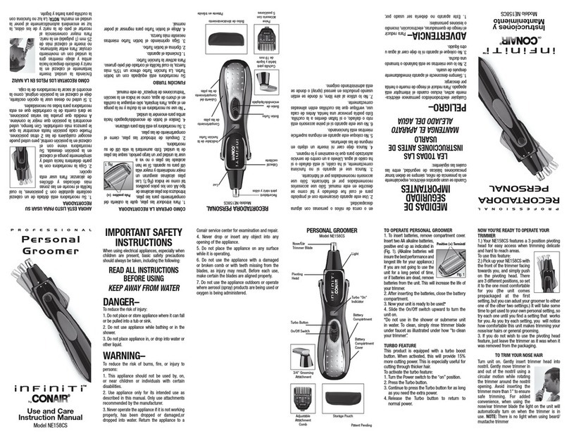 Conair inFiniti NE158CS User manual