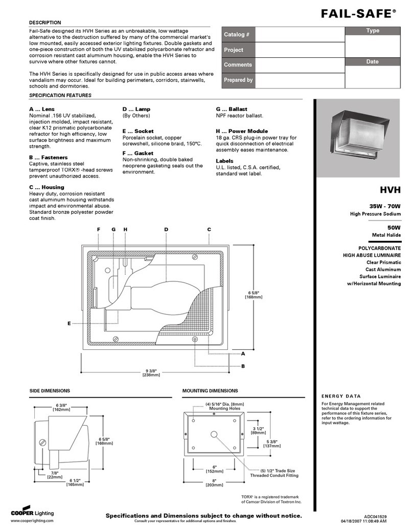 Cooper Lighting HVH User manual Cooper Lighting HVH User manual