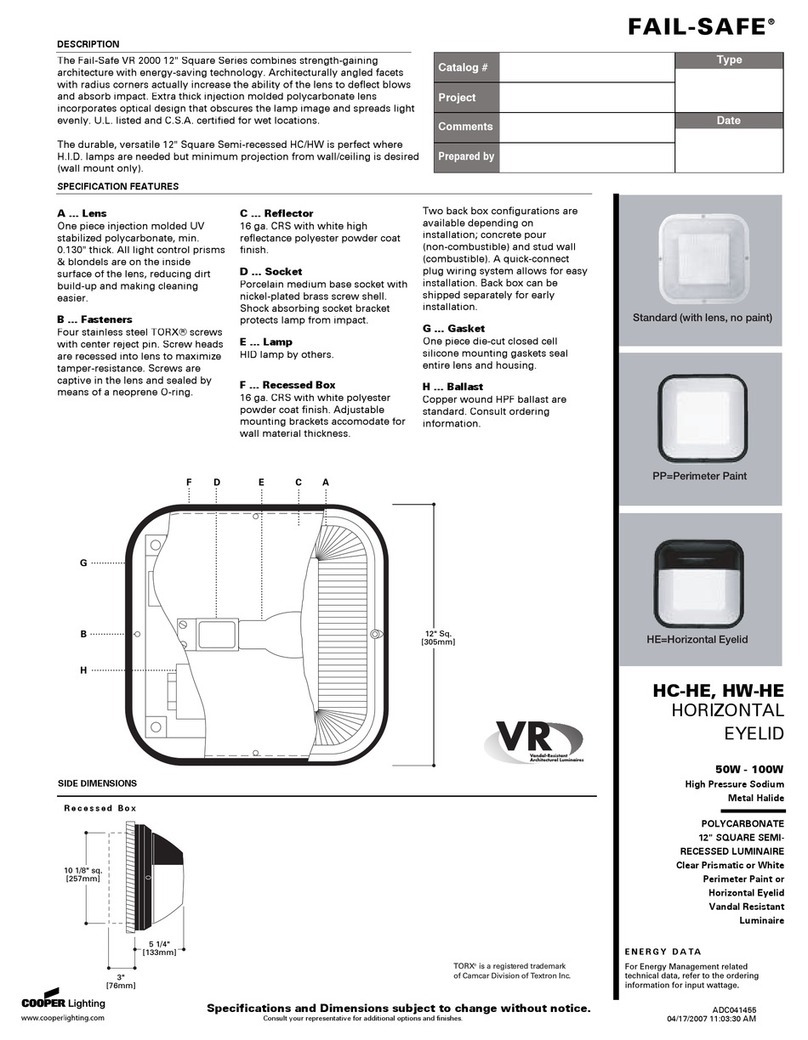 Cooper Lighting HC-HE User manual Cooper Lighting HC-HE User manual