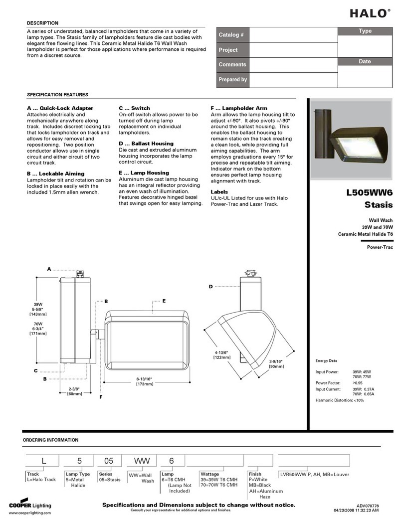 Cooper Lighting Halo L505WW6 Stasis User manual