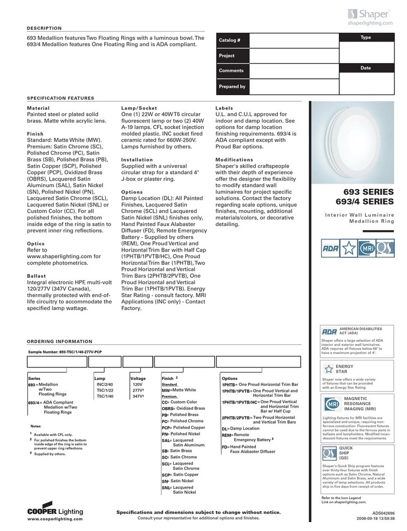 Cooper Lighting Interior Wall Luminaire 693 Series User manual