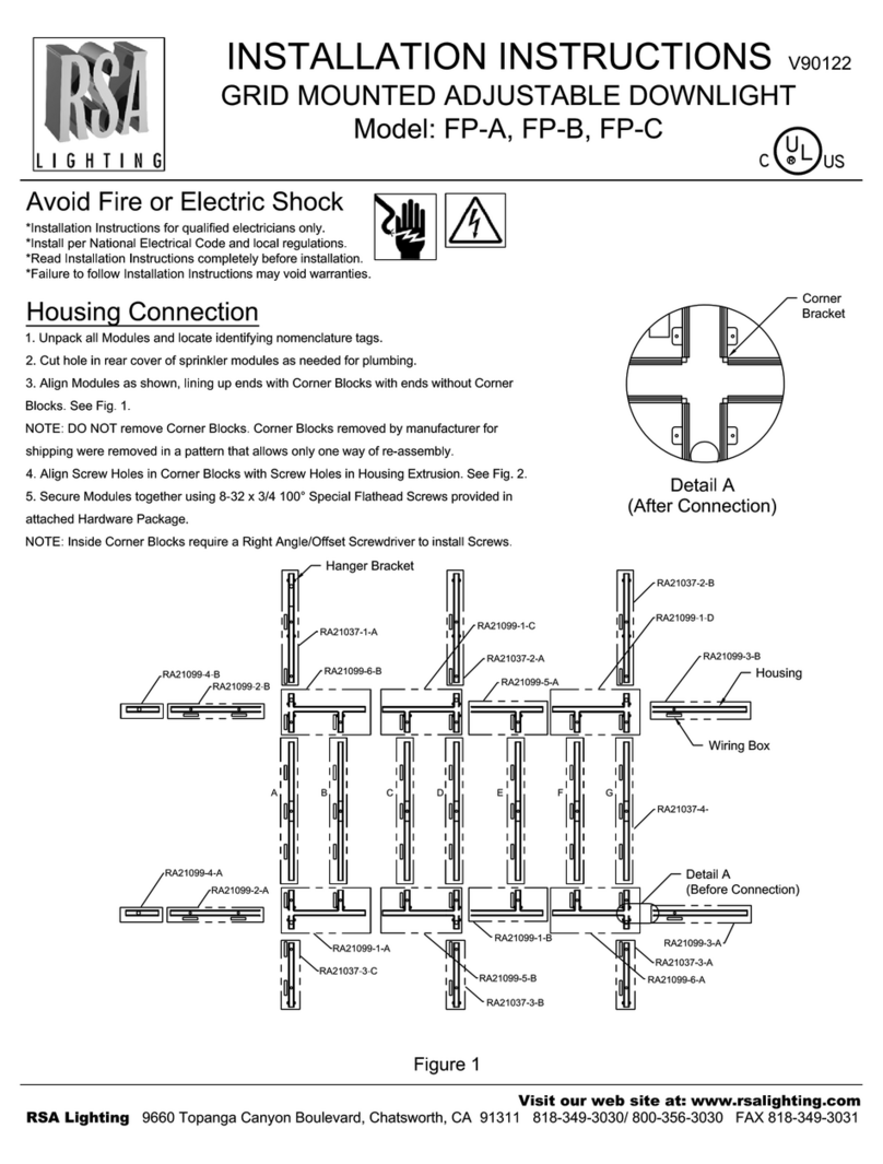 RSA Lighting Grid Mounted Adjustable Downlight FP-A installation instructions
