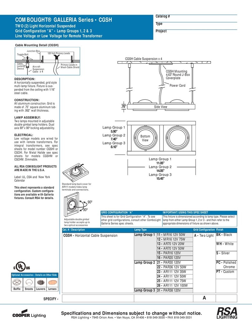 RSA Lighting Galleria Series CGSH User manual
