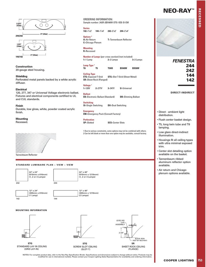 Cooper Lighting Fenestra 142 User manual Cooper Lighting Fenestra 142 User manual