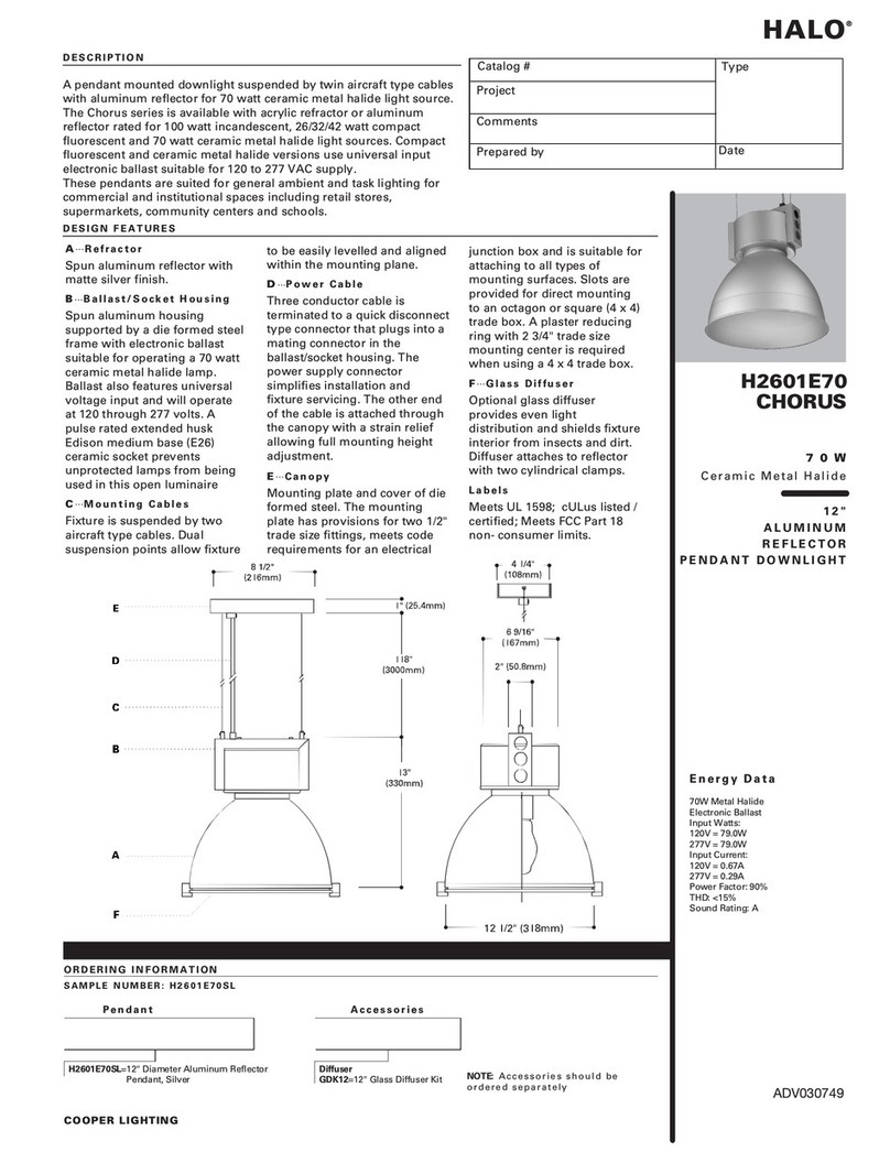 Cooper Lighting Halo H2601E70 Chorus Specification sheet Cooper Lighting Halo H2601E70 Chorus Specification sheet