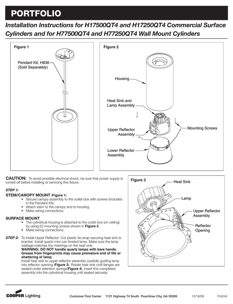 Cooper Lighting PORTFOLIO H77250QT4 User manual